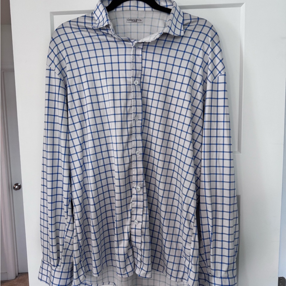 Collars & Co White and Blue Grid Men's Shirt
